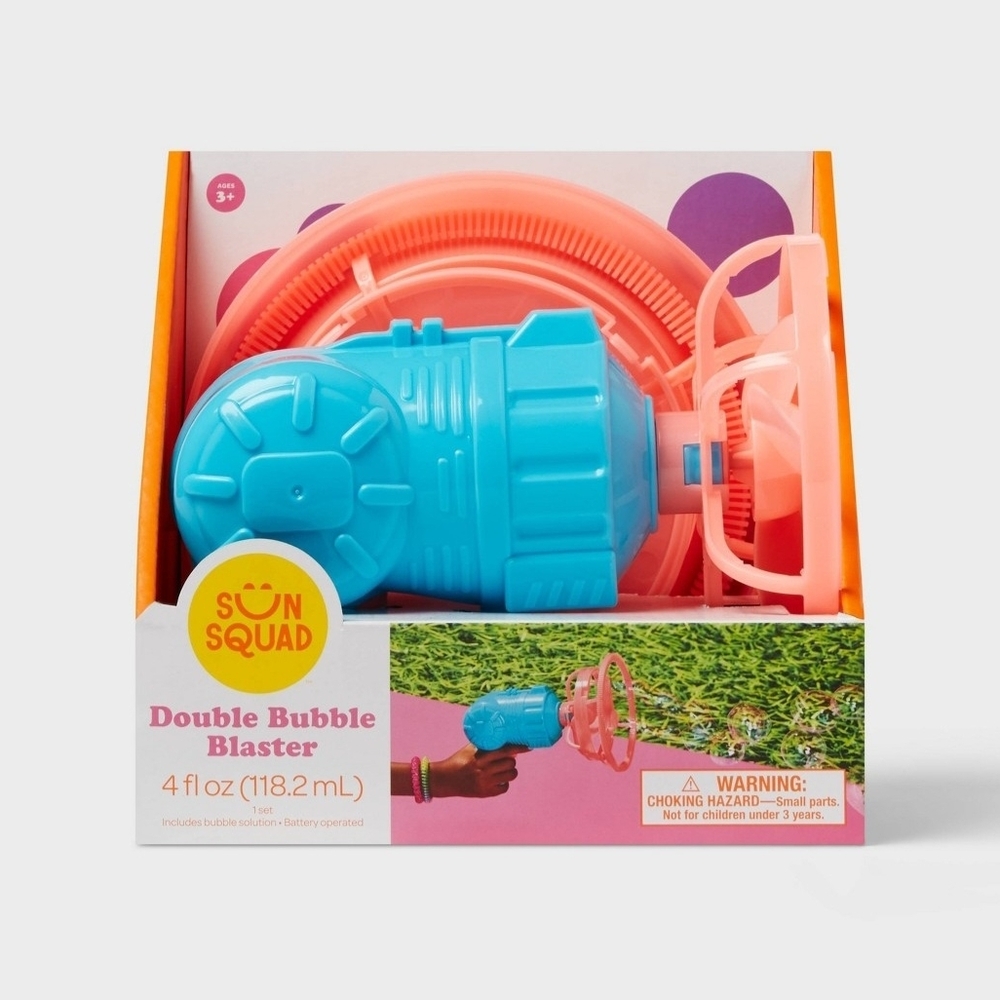 Double Bubble Blaster-‎ Sun Squad": PlasticBubble Blower Toy for Kids Ages 3+ - Picture 2 of 2